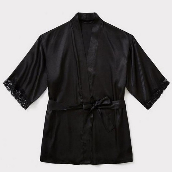 ๐HP๐ NWT Torrid Black Satin & Lace Short Lingerie Robe, size 4 ๐ค - Picture 6 of 8